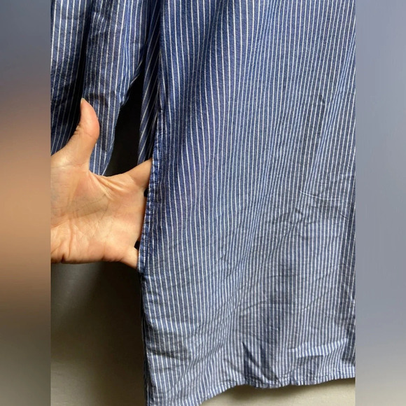 BeachLunchLounge Anthropologie  Cotton Blue/White Striped Bell Sleeve Dress Sz M - Picture 3 of 9